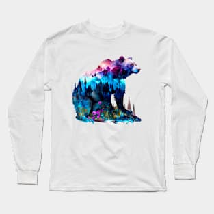 Watercolor Grizzly Long Sleeve T-Shirt